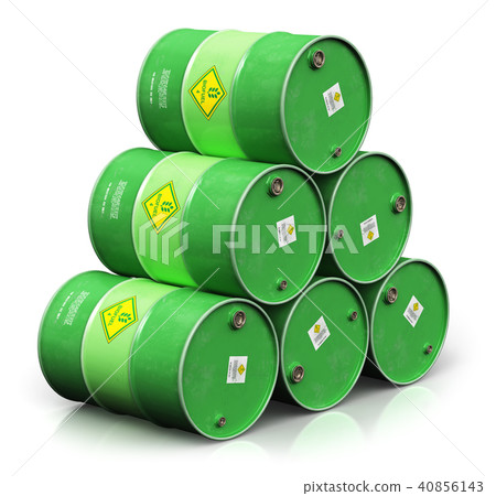 Group of green biofuel drums isolated on white Group of green biofuel drums isolated on white 40856143