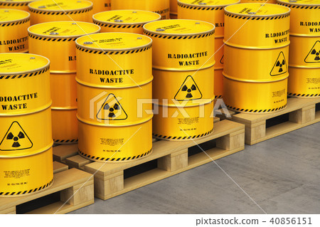 Drums with radioactive waste on shipping pallets Drums with radioactive waste on shipping pallets 40856151