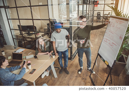 Outgoing male showing information for colleagues 40857520