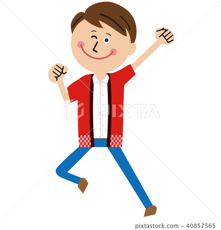 Pop Businessmen Wear Happi Jump & Guts Poses 40857565