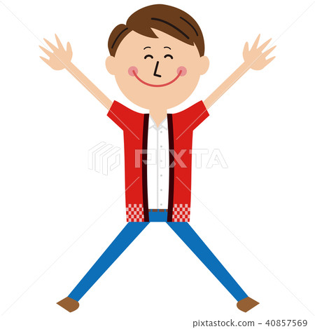 Big jump wearing a pop businessman happy 40857569
