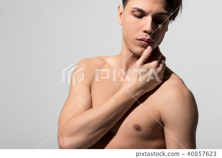Shirtless guy is enjoying his perfect body 40857623