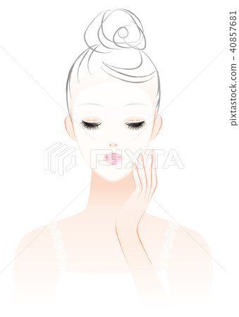 Woman doing skin care. Face pack . Woman doing skin care. Face pack . 40857681