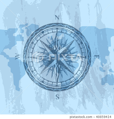 Vintage wind rose on background of world map Vintage wind rose on background of world map 40859414
