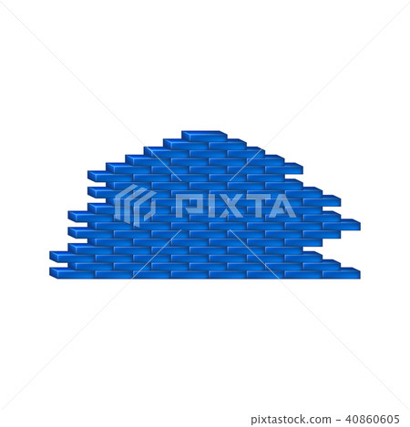 Brick wall in blue design on white background Brick wall in blue design on white background 40860605