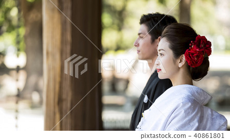 日本禮服婚禮新娘和新郎 40861801