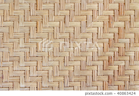 Old bamboo weaving pattern, woven rattan mat 40863424