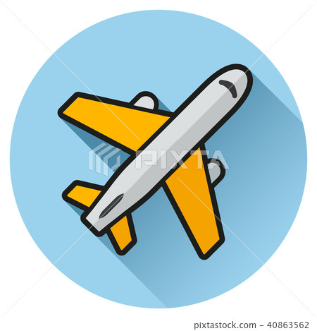 plane circle blue flat icon plane circle blue flat icon 40863562