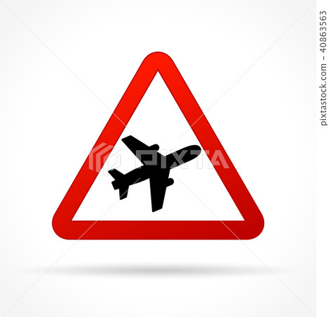 warning airplane sign on white background warning airplane sign on white background 40863563