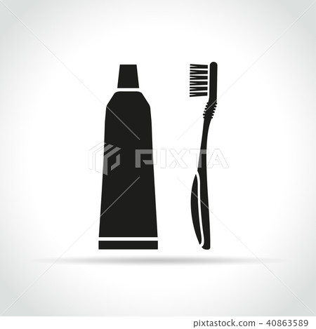 toothpaste and toothbrush black icons - Stock Illustration [40863589 ...