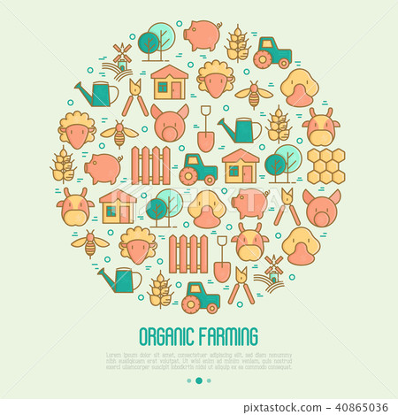 Organic farming concept in circle - Stock Illustration [40865036] - PIXTA