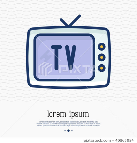 Old-fashioned TV thin line icon 40865084
