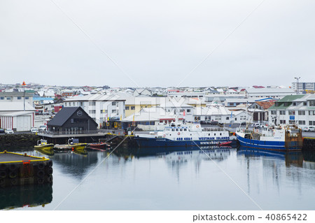 The port of Heimaei Island seen from the ferry The port of Heimaei Island seen from the ferry 40865422