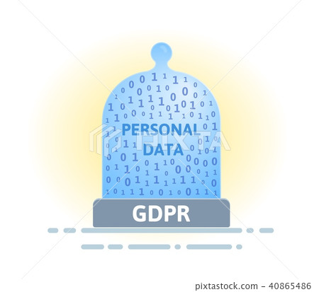 GDPR and personal data security. Glass dome with digital and personal data. Flat vector illustration 40865486