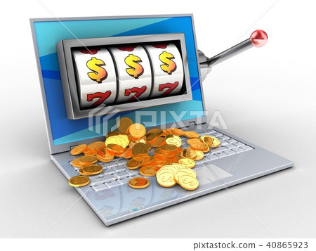 3d illustration of laptop  with slot machine 40865923