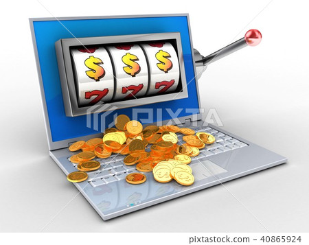 3d illustration of laptop with  slot machine 40865924
