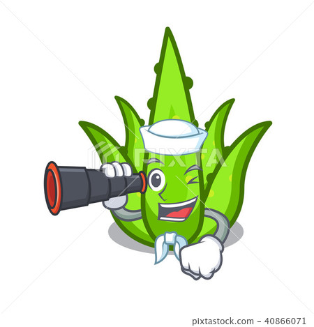 Sailor with binocular aloevera mascot cartoon style Sailor with binocular aloevera mascot cartoon style 40866071