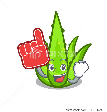 With foam finger aloevera mascot cartoon style With foam finger aloevera mascot cartoon style 40866288