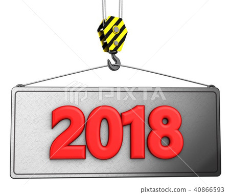 3d crane hook with red 2018 sign 3d crane hook with red 2018 sign 40866593