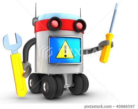 3d illustration of robot with repair tools 3d illustration of robot with repair tools 40866597