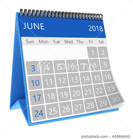 3d illustration of calendar june 2018 page 3d illustration of calendar june 2018 page 40866600