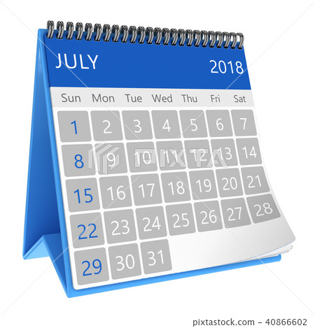 3d illustration of calendar july 2018 page 3d illustration of calendar july 2018 page 40866602