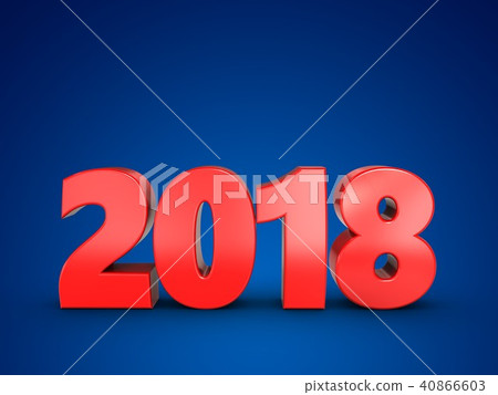 3d illustration of 2018 year sign 40866603