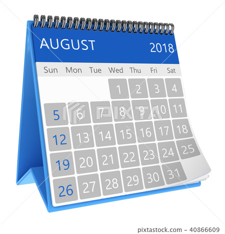 3d illustration of calendar august 2018 page 3d illustration of calendar august 2018 page 40866609