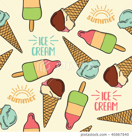 Doodle seamless pattern with ice cream 40867840