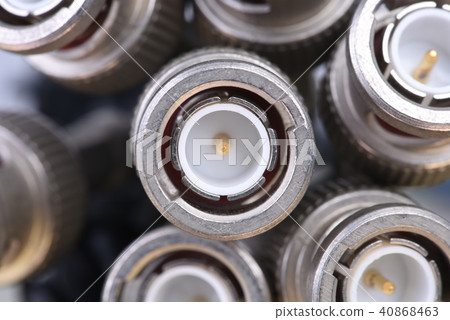 Bunch of cables with BNC connectors closeup Bunch of cables with BNC connectors closeup 40868463