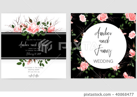 Save the date card, wedding invitation, greeting card with beautiful flowers and letters 40868477