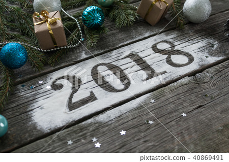 Happy new year and Merry Christmas. Lettering 2018 40869491