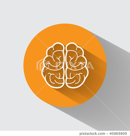 Brain vector icon with long shadow. 40869809