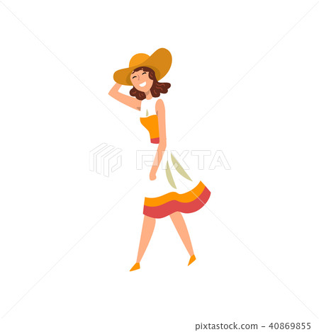 Beautiful elegant woman walking, active healthy lifestyle concept cartoon vector Illustration on a Beautiful elegant woman walking, active healthy lifestyle concept cartoon vector Illustration on a 40869855
