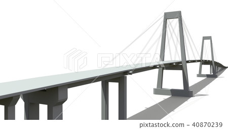 Cable-stayed bridge with a road overpass. 3d rendering. 40870239