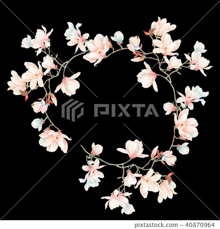 水彩玉蘭花花卉和樹枝 水彩玉蘭花花卉和樹枝 40870964