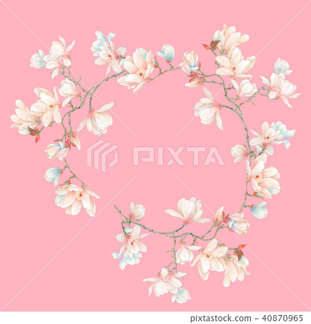 水彩玉蘭花花卉和樹枝 40870965