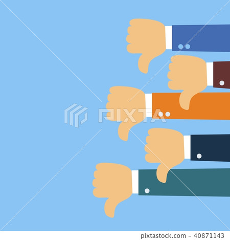 Many thumbs down. Social network dislikes, disapproval, customers feedback. Many thumbs down. Social network dislikes, disapproval, customers feedback. 40871143