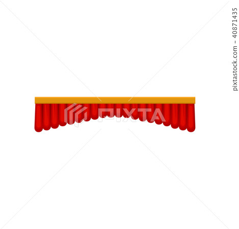 Bright red velvet pelmet curtain for theater or circus stage. Decorative flat vector element for Bright red velvet pelmet curtain for theater or circus stage. Decorative flat vector element for 40871435