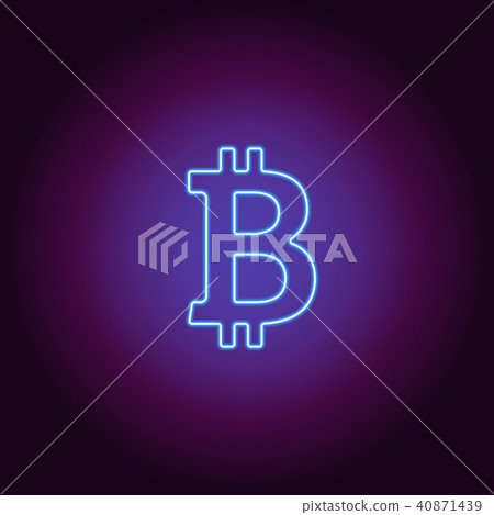 Neon icon of blue Bitcoin - Stock Illustration [40871439] - PIXTA