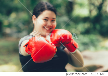 Big Asian woman boxing fighter with fat and diet 40871688