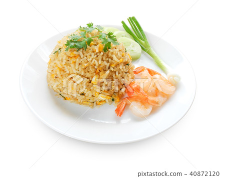 Shrimp fried rice on isolated on white 40872120