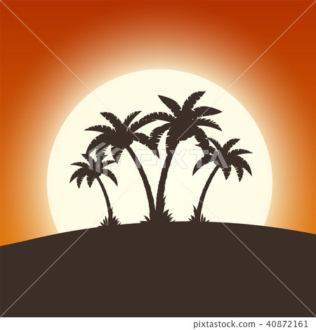 Hot tropical island with palm trees 40872161