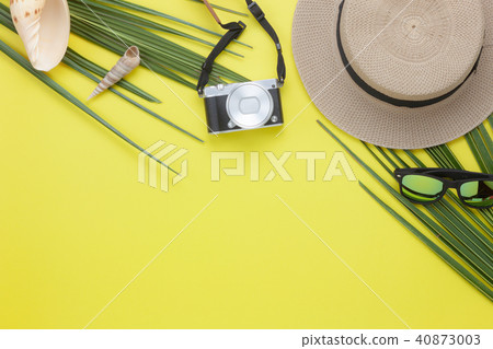 Table top view items to travel summer holiday. 40873003