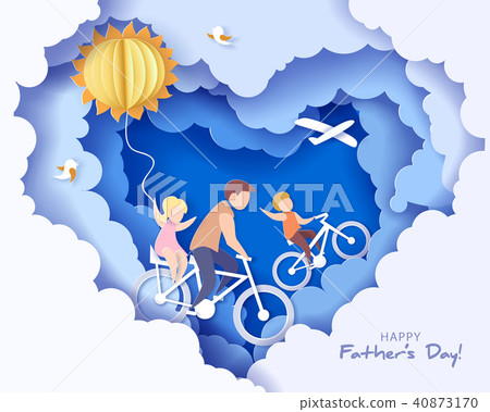 Happy fathers day card. Paper cut style. Happy fathers day card. Paper cut style. 40873170