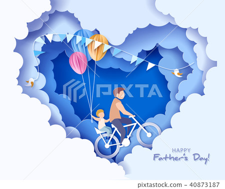 Happy fathers day card. Paper cut style. Happy fathers day card. Paper cut style. 40873187