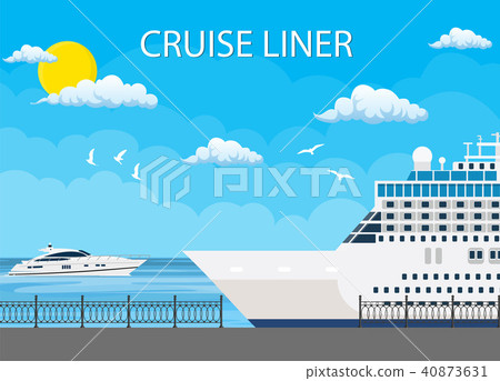 Cruise ship anchored at sea port, 40873631