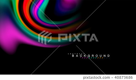 Fluid rainbow colors on black background, vector wave lines and swirls Fluid rainbow colors on black background, vector wave lines and swirls 40873686
