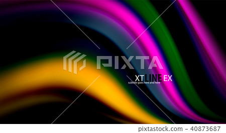 Fluid rainbow colors on black background, vector wave lines and swirls Fluid rainbow colors on black background, vector wave lines and swirls 40873687