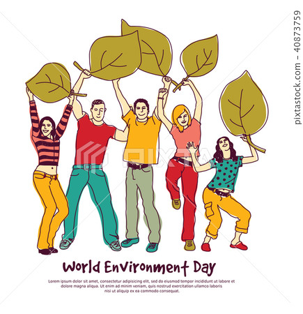 Happy group people world environment day leaf isolate 40873759